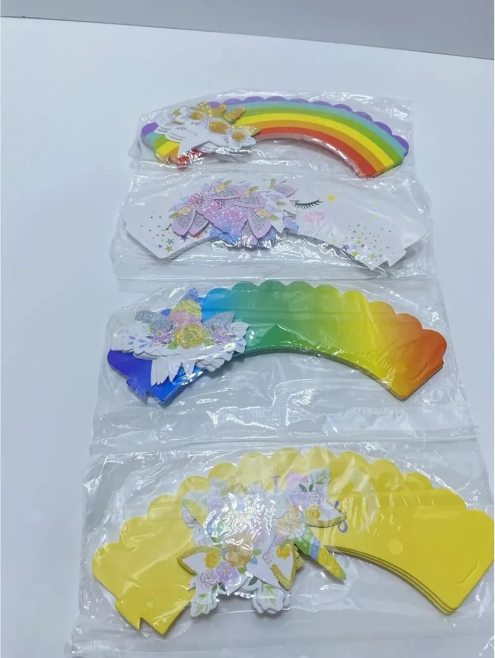 48-Piece Unicorn Cupcake Picks Rainbow Decor Wrappers Colorful Party Baking New